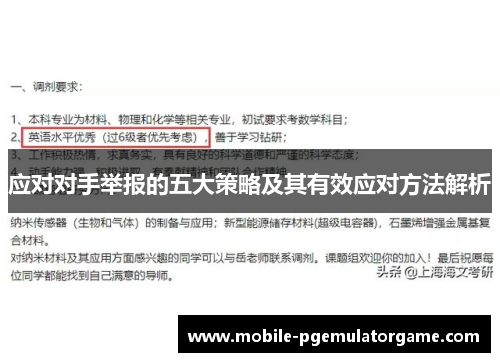 应对对手举报的五大策略及其有效应对方法解析