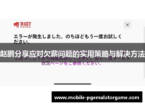 赵鹏分享应对欠薪问题的实用策略与解决方法
